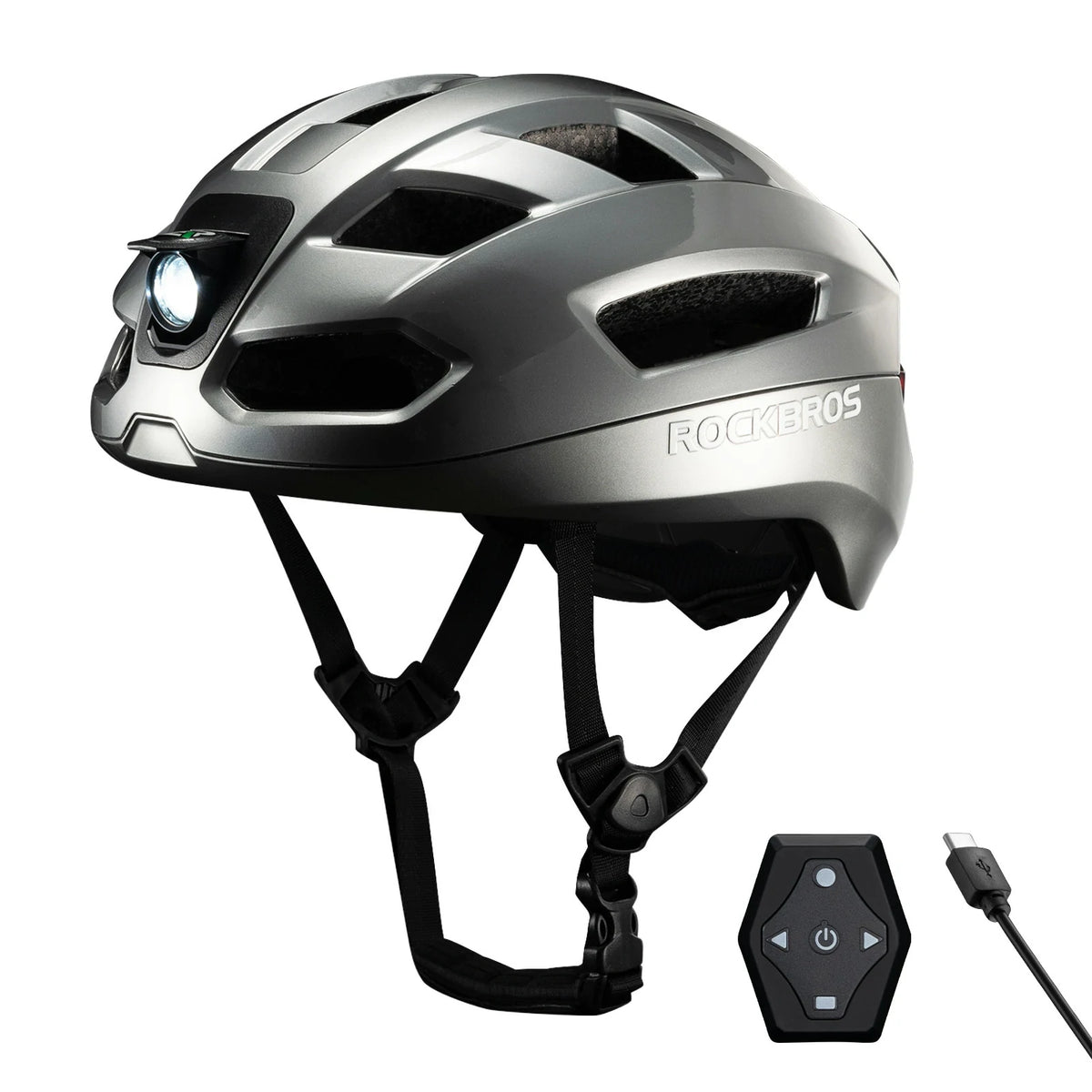rockbros glowguard bike helmet#color_titanium