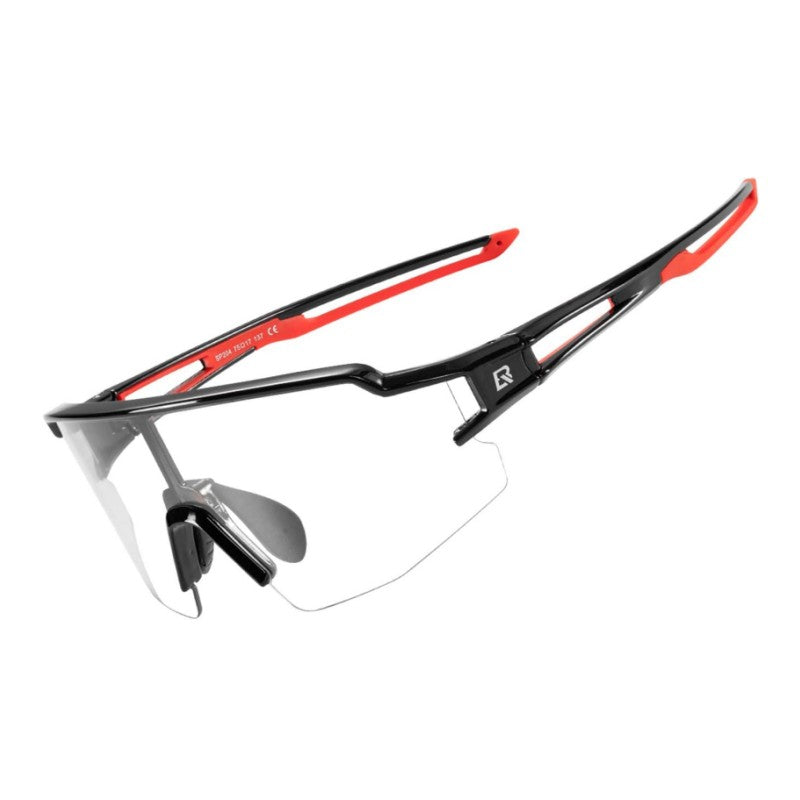 rockbros half frame photochromic cycling sunglasses #color_black-red