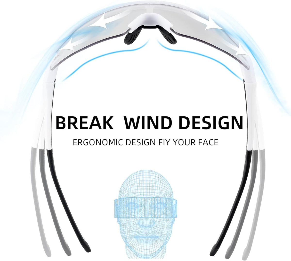 rockbros half frame photochromic sunglasses with comfortable fit#color_black-white