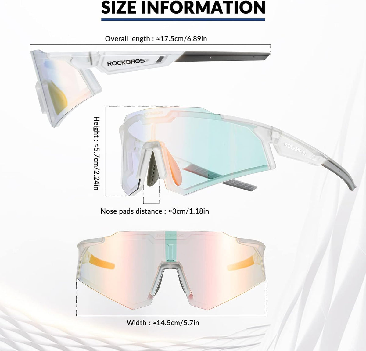 rockbros lightweight tr90 frame sunglasses with photochromic lens#color_lightblack