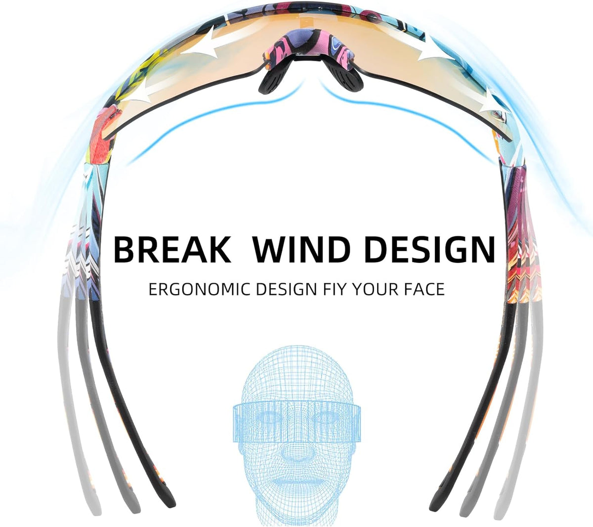 rockbros tr90 frame cycling glasses with uv protection#color_multicolor