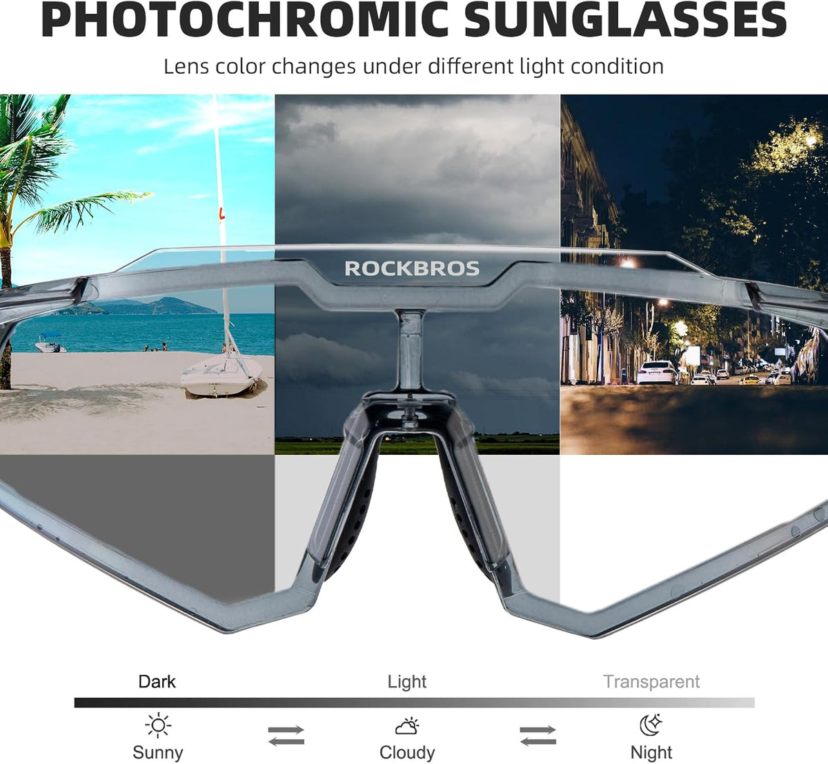 tr90 half frame photochromic sports glasses for adults#color_white