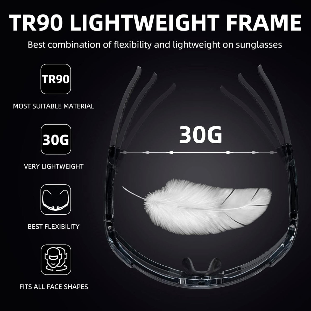 tr90 half frame photochromic sunglasses for adults#color_white