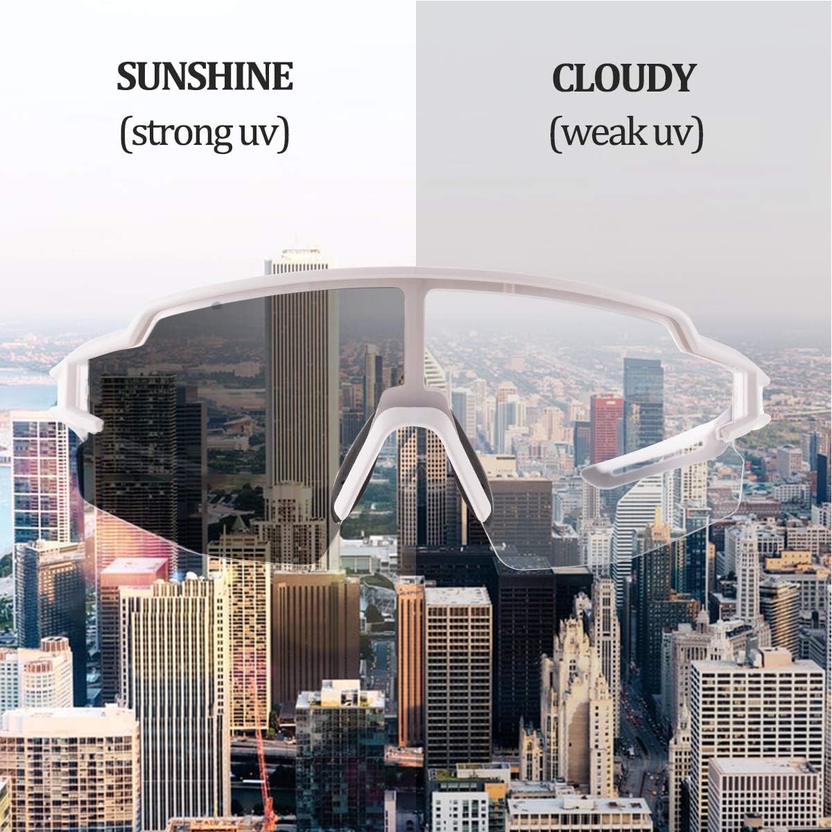 photochromic sunglasses with anti slip features#color_black-white-anti-fog