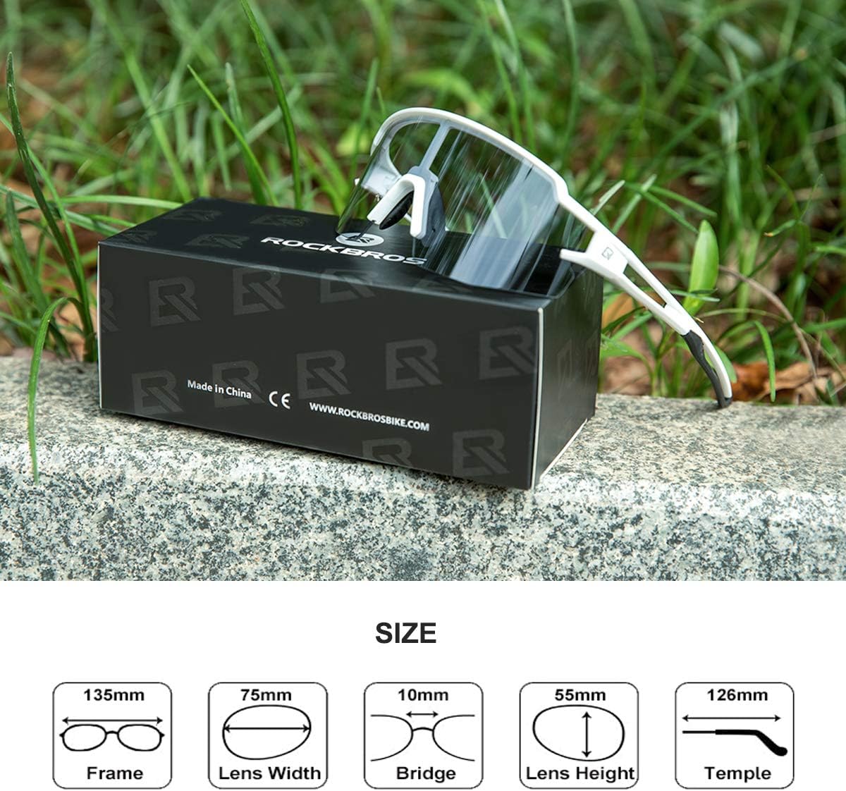 rockbros tr90 frame sunglasses with anti slip features#color_black-white-anti-fog