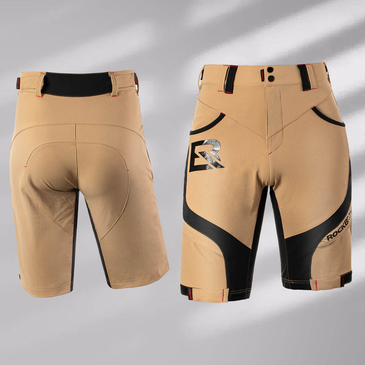rockbros men's 4d padded cycling shorts with compression design for enhanced comfort #Color_brown