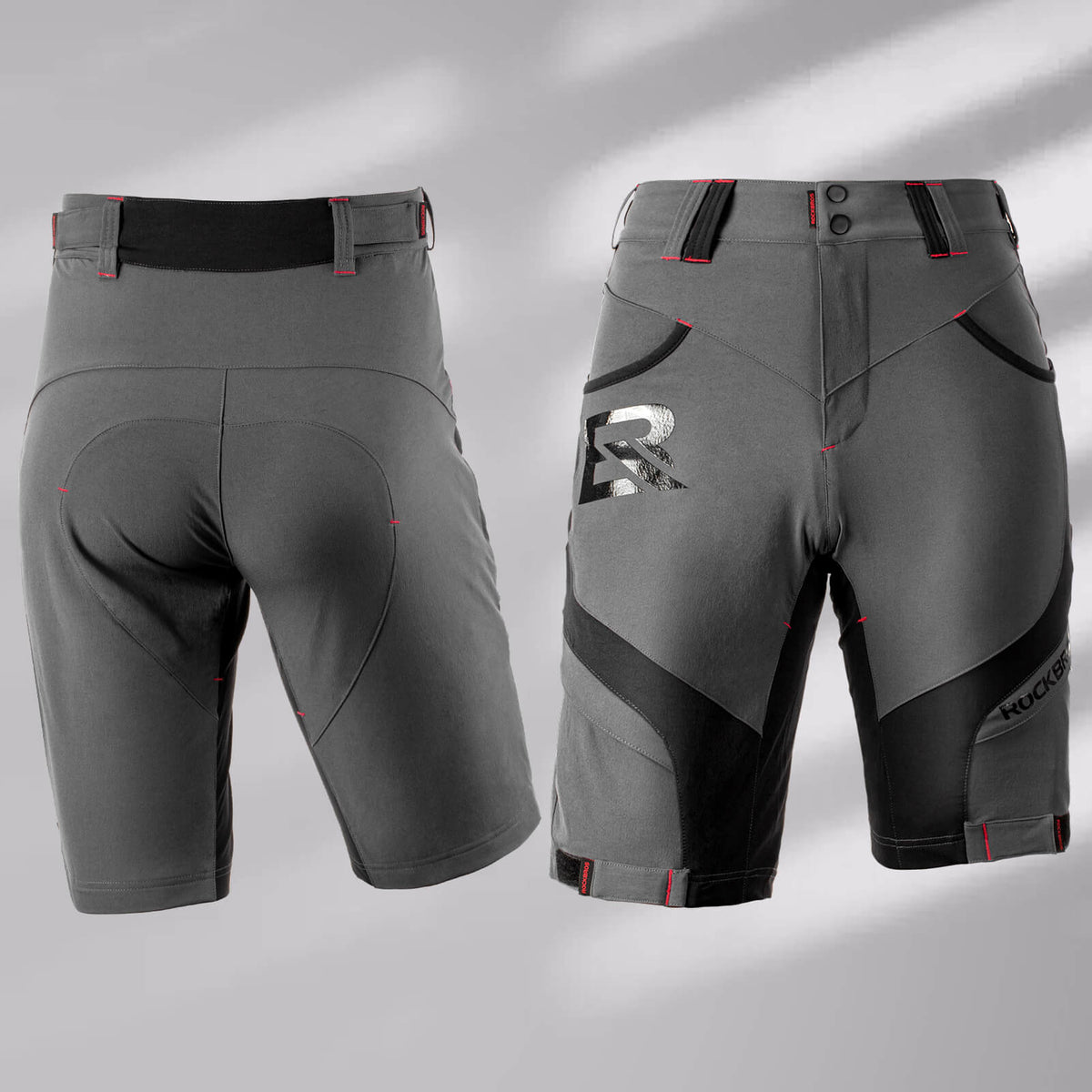 rockbros men's 4d padded cycling shorts with compression design for enhanced comfort #Color_Grey