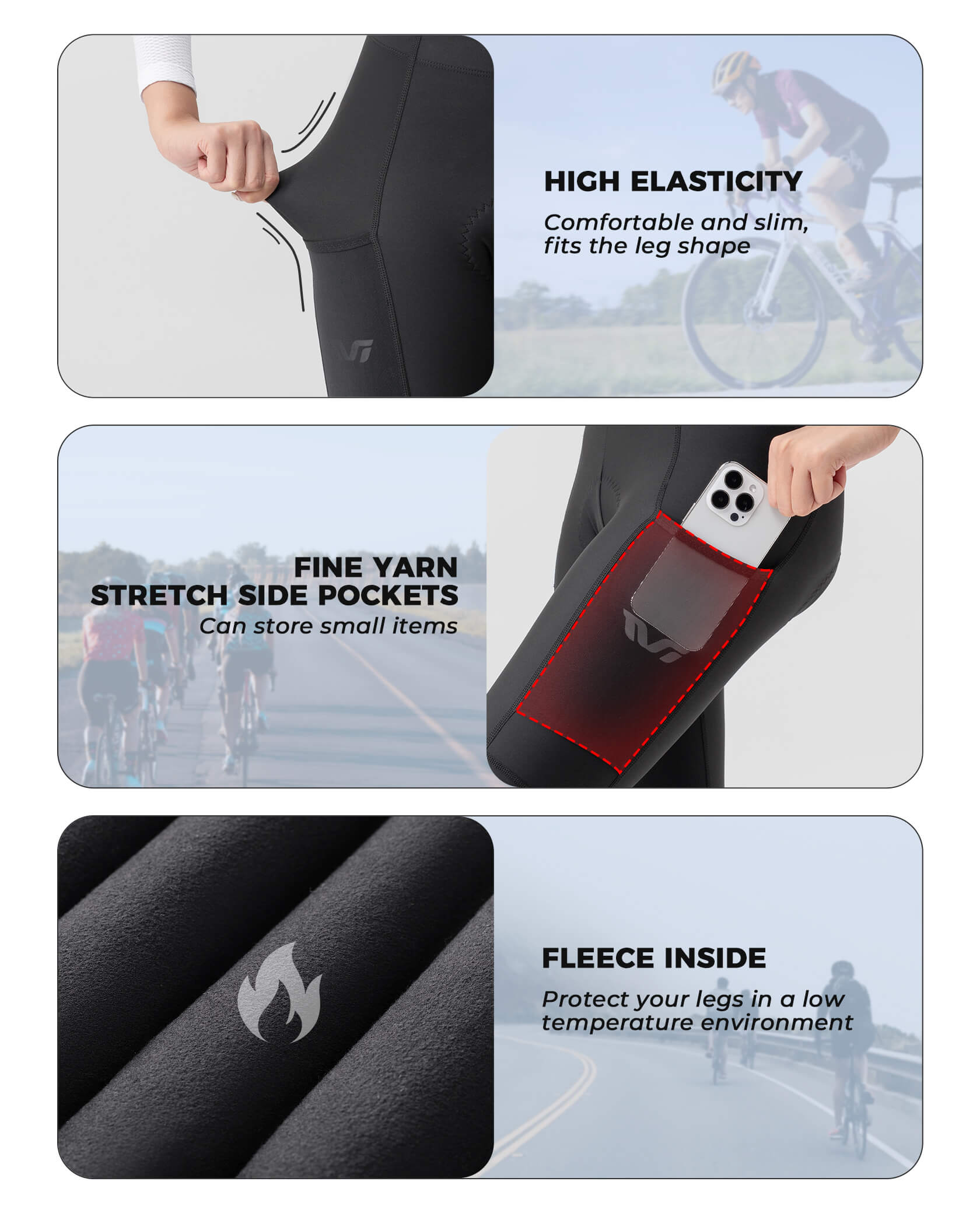 Women's lightweight thermal cycling tights for fall and winter rides ¨C breathable, insulated, and flexible fit