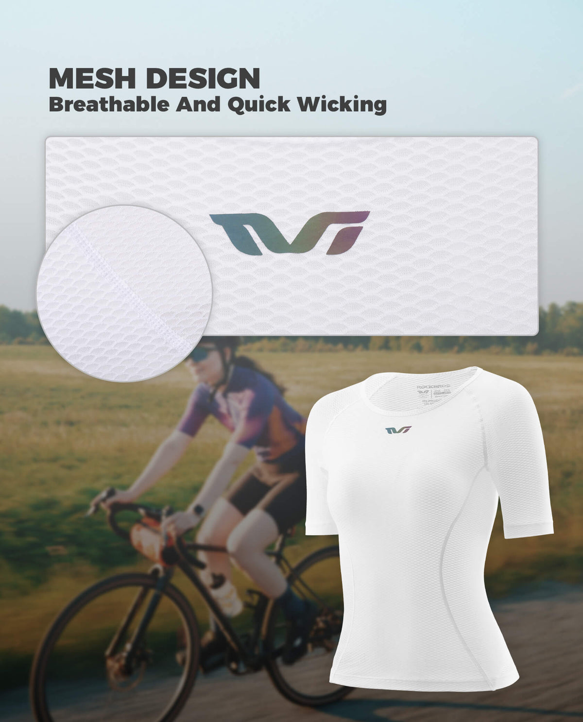 Maillot de ciclismo de manga corta para mujer TVI Cycling Base Layer