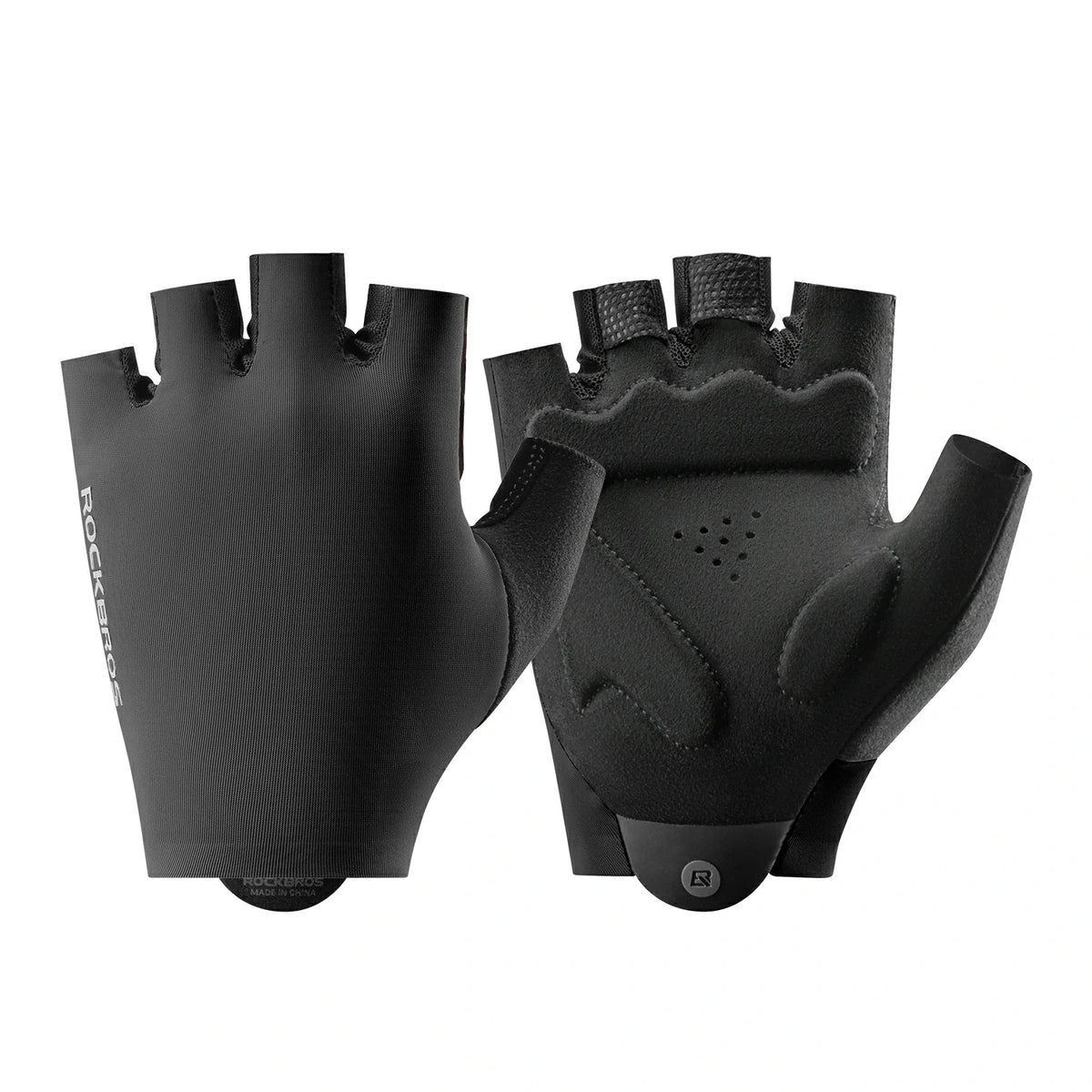 Black cycling gloves with short fingers on a white background #color_Black