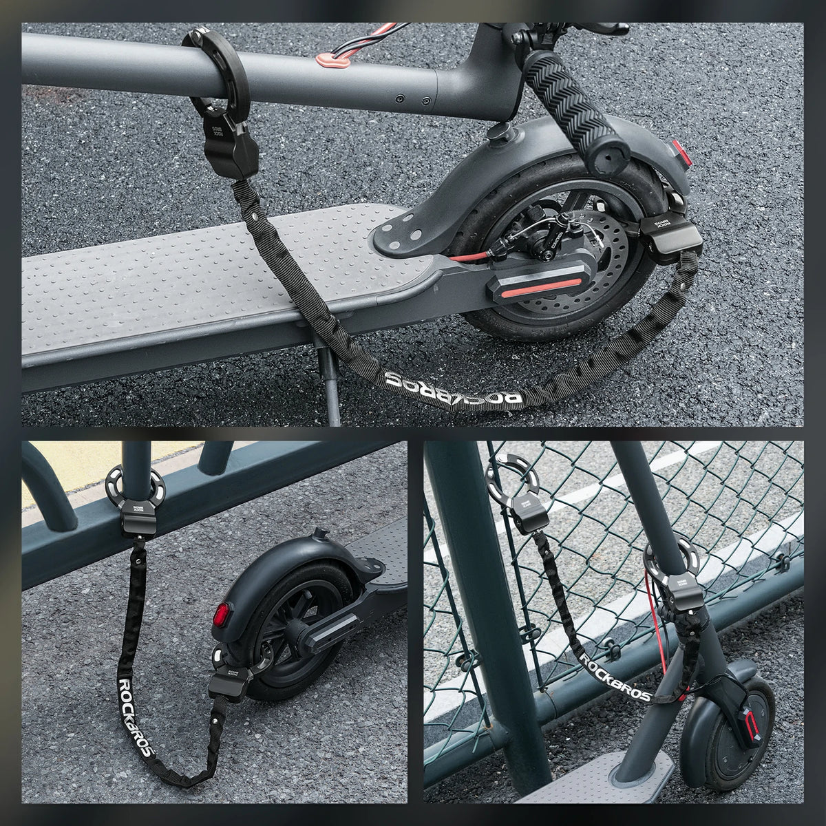 Self-locking mechanism for easy and secure scooter locking.