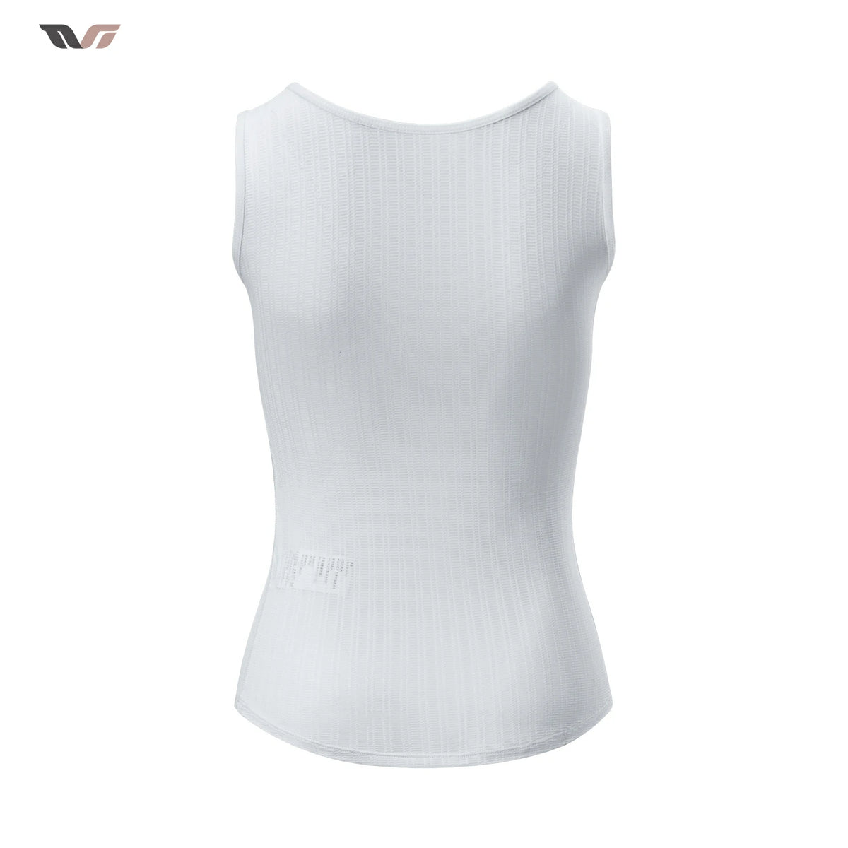 A white sleeveless athletic tank top with a ribbed texture, shown against a plain white background. #Color_White