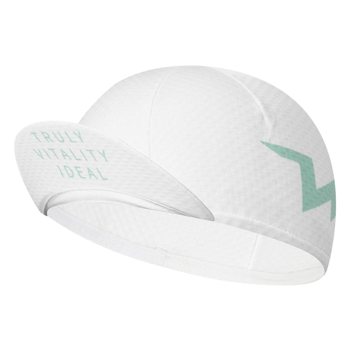 TVI lightweight cycling cap designed to be worn under a helmet, offering sun protection, sweat absorption, and all-day comfort. #Style_White Green