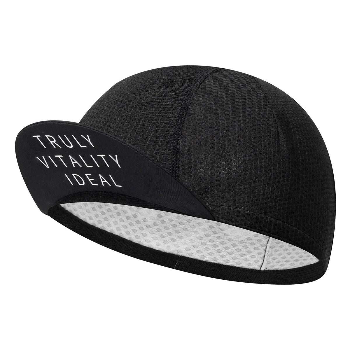 TVI lightweight cycling cap designed to be worn under a helmet, offering sun protection, sweat absorption, and all-day comfort. #Style_Glassic Black