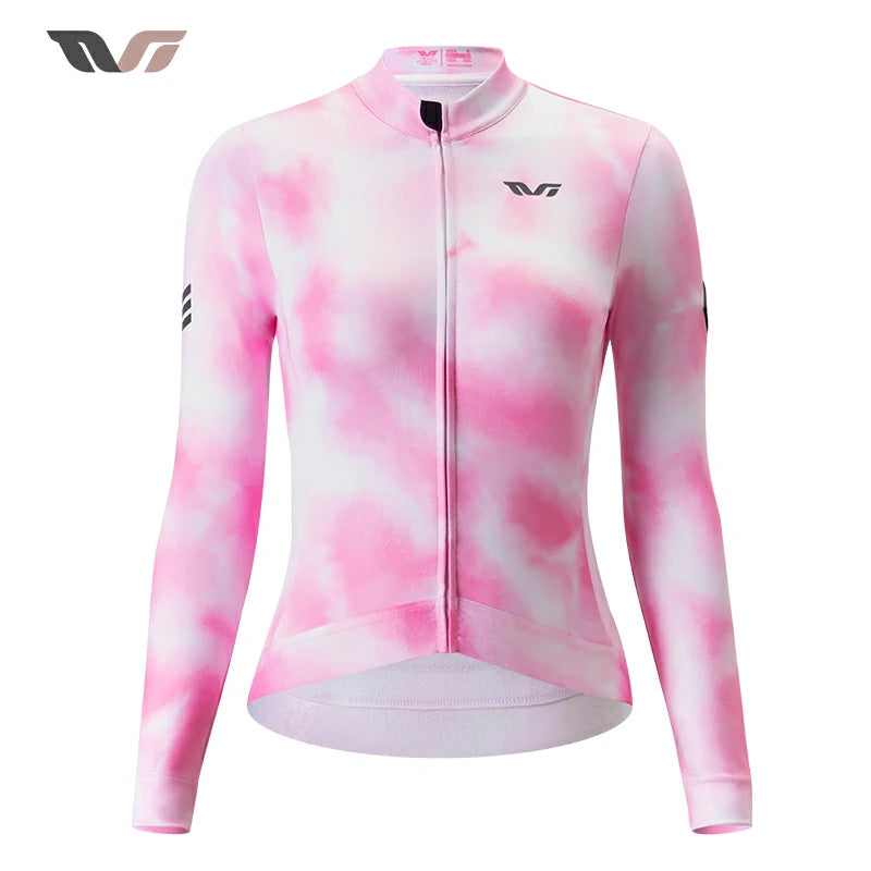TVI Cycling Jersey Fleece Long Sleeve for 41–68 °F-Fantasy Pink