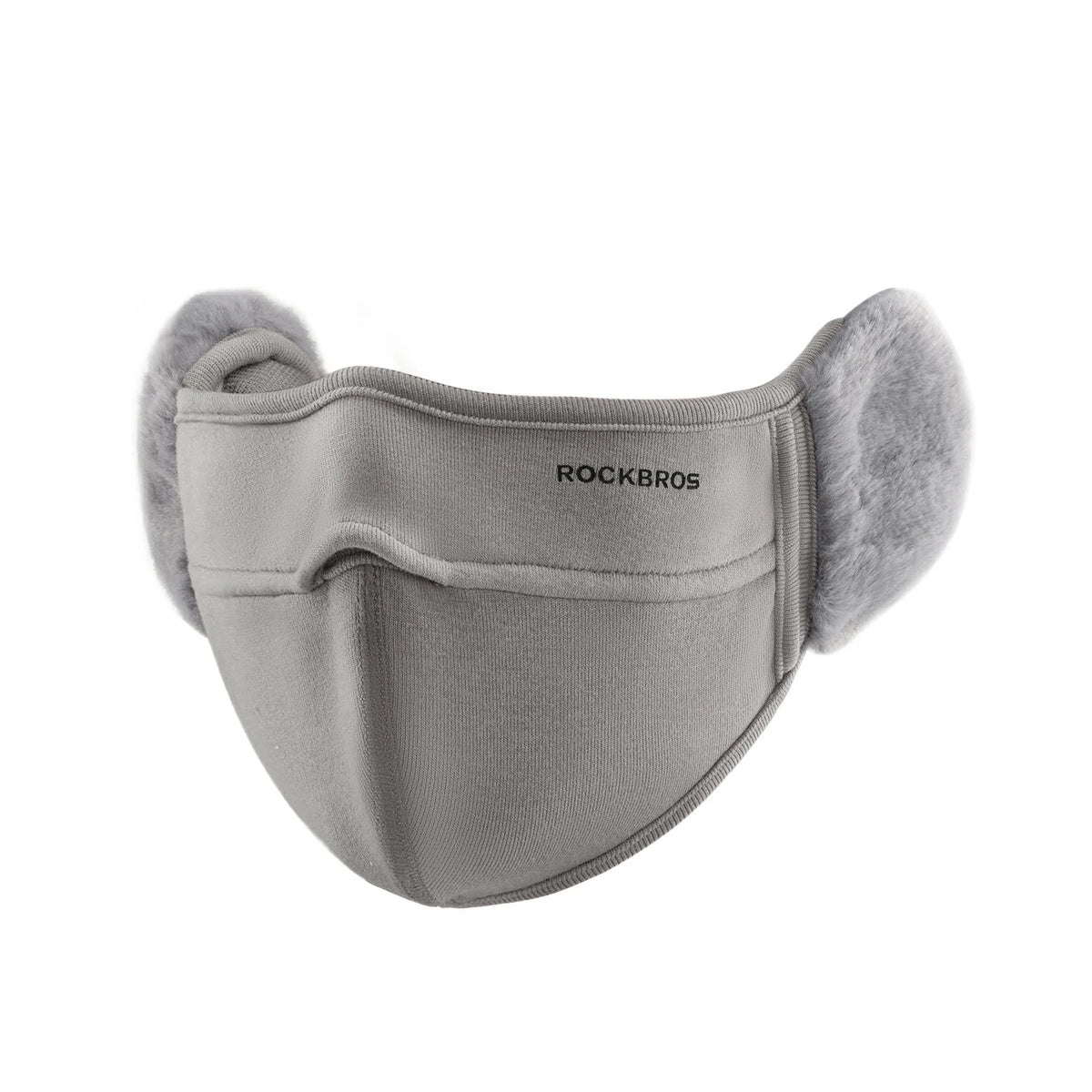 ROCKBROS grey winter face cover with plush ear warmers #Color_Grey