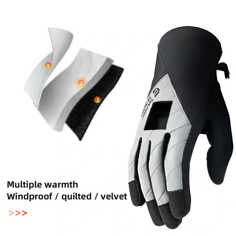 Guantes largos de invierno cortavientos de terciopelo