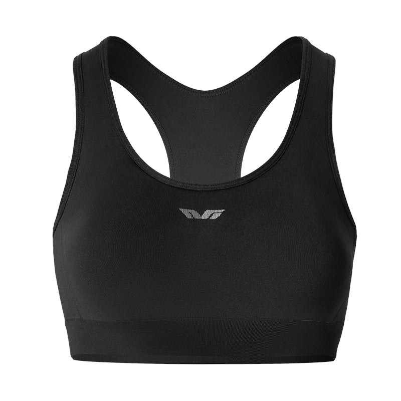 Black sports bra with a TVI logo #color_black