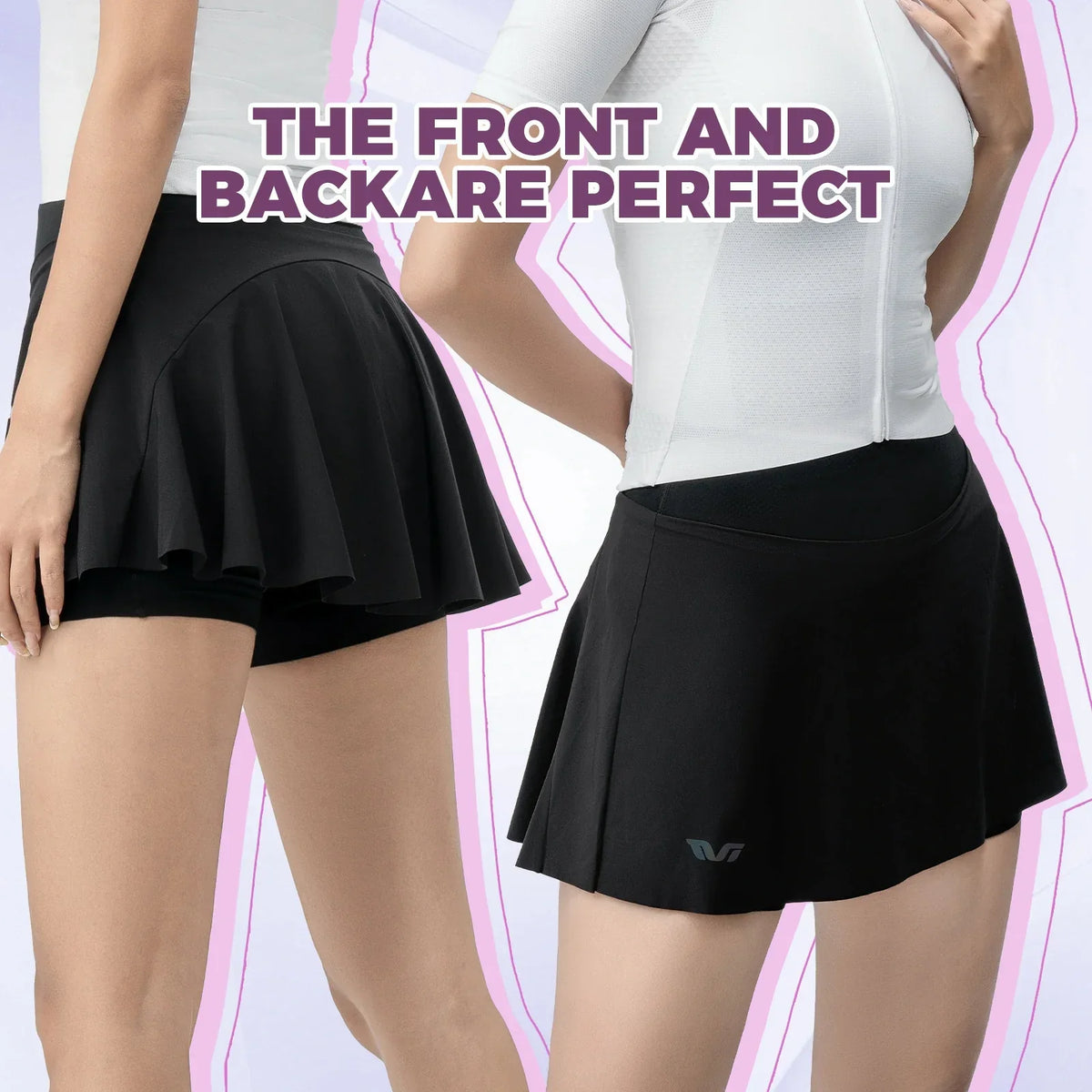 Cycling Skirt with Shorts | Women's Bike Skort High Waist Breathable#Color_Black